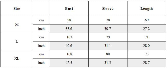 Size Guide for Wasteland Style Stitching washed Long-Sleeved T-Shirt