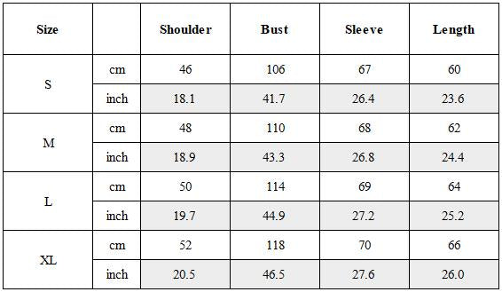 Size Guide for Wasteland Asymmetric Distressed Washed Tactical Jacket