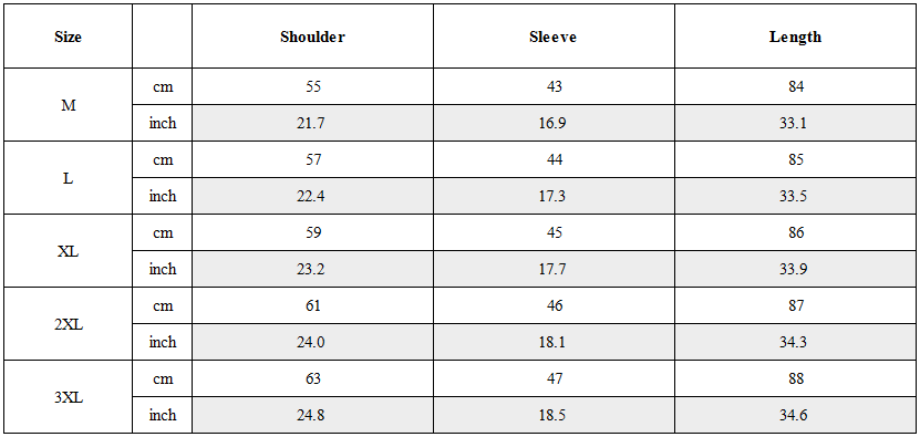 Size Guide for Modern Japanese Suede Kimino Jacket