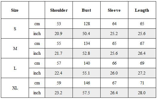 Size Guide for Wasteland Deconstructed Asymmetric Thick Down Jacket