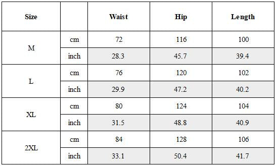 Size Guide for Streetwear Techwear Baggy Cargo Pants