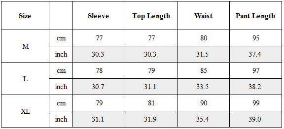 Size Guide for TW-076｜Post-Apocalyptic Wear Set Top / Bottom