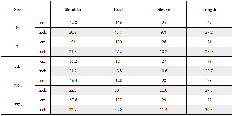 Size Guide for Functional Mech Patchwork Techwear T-Shirt