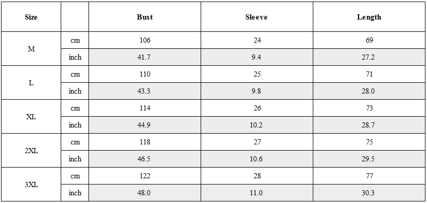 Size Guide for Functional Plaid Patchwork Techwear T-Shirt