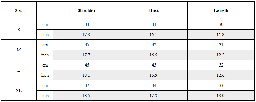 Size Guide for Scavenger Hooded Vest