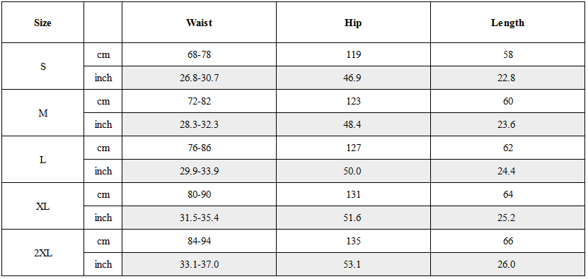 Size Guide for Washed Camo Oversized Curved Knee Shorts