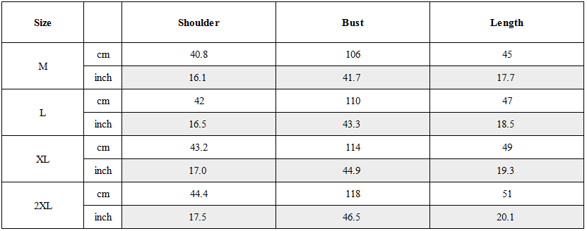 Size Guide for Outdoor Functional Sports Tactical Vest