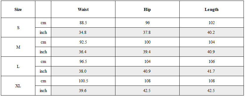 Size Guide for CYBERPUNK PANTS