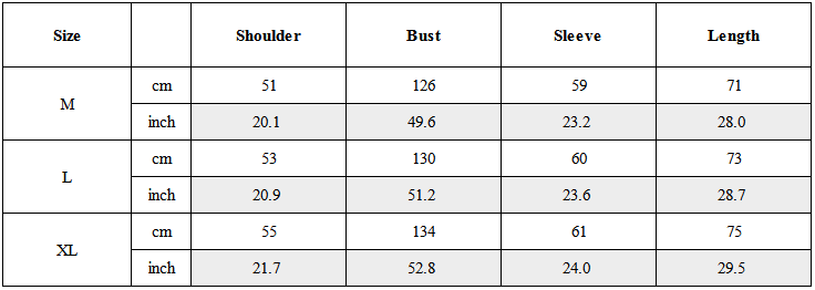 Size Guide for Darkwear Style Japanese Urban Scarf Collar Shirt