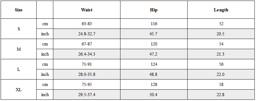 Size Guide for Heavily Distressed Denim Shorts