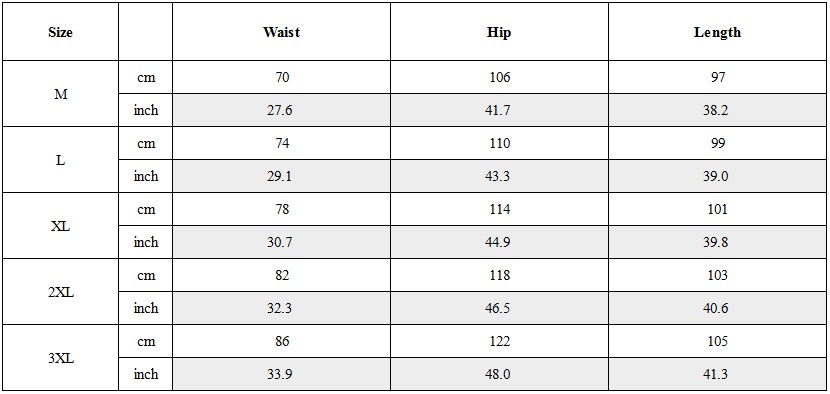 Size Guide for Functional Multi-Pocket Techwear Cargo Pants