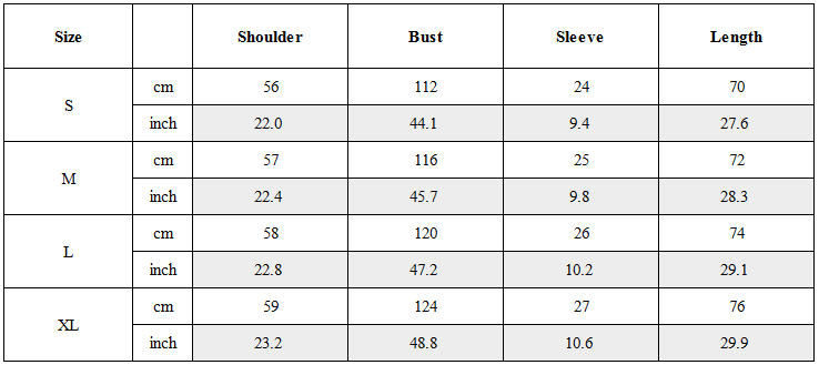 Size Guide for Tactical Mesh-Back Zip Pocket T-Shirt