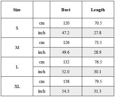 Size Guide for Multi-Pocket Windproof Insulated Techwear Vest