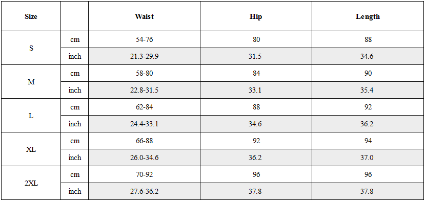 Size Guide for Reflective Rave Clothing Colorful Leggings
