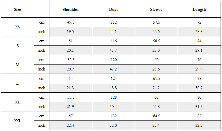 Size Guide for Cyberpunk Outfits Far-Off Vanguard Multi-Pocket Jacket