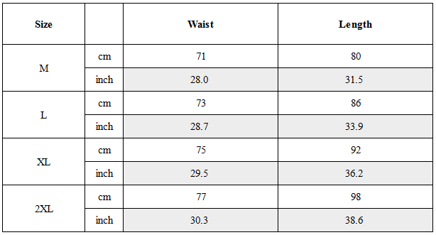 Size Guide for Techwear Wide-Leg Utility Shorts