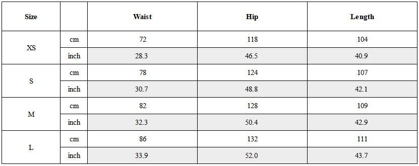 Size Guide for Detachable Scarf Grid Pleated Pants