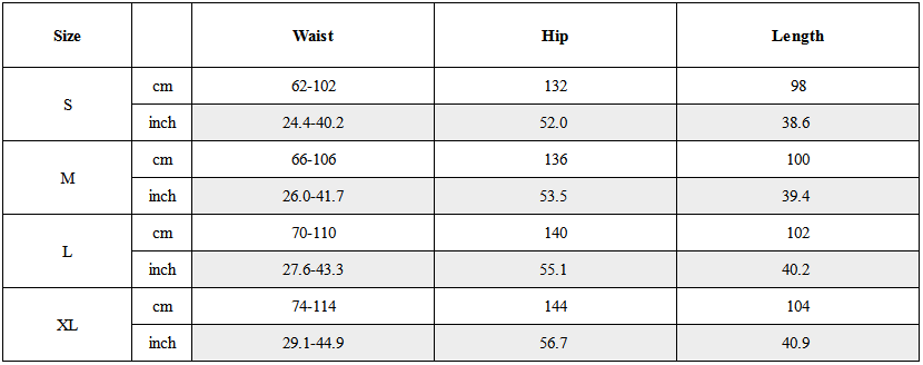 Size Guide for Techwear Drop-Crotch Trousers