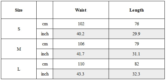 Size Guide for Convertible Hem Wide Leg Techwear Pants
