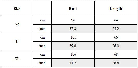 Size Guide for Dune Wasteland Deconstructed Splicing Sleeveless T-Shirt