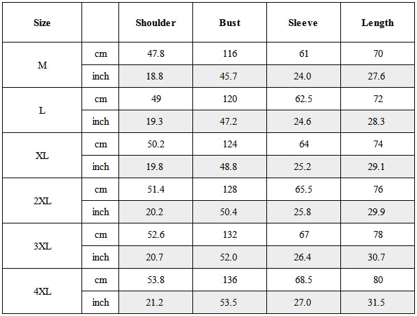 Size Guide for Techwear Hooded Tactical Cargo Jacket