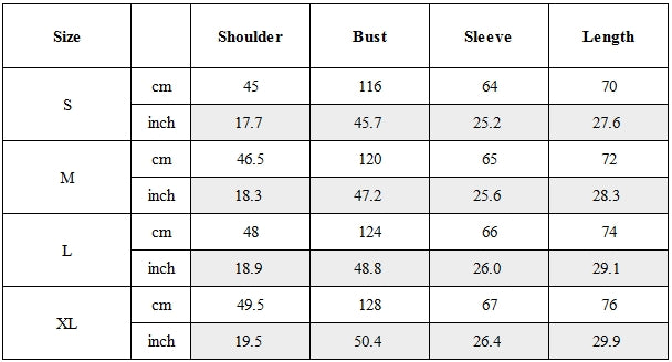 Size Guide for Multi-Pocket Water-Repellent Techwear Jacket