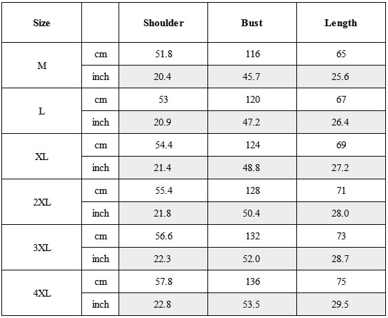 Size Guide for Techwear Multi-pocket Functional Jacket