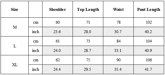 Size Guide for TW-059｜Post-Apocalyptic Wear Set Top / Bottom