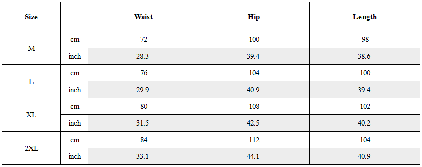 Size Guide for Tactical Multi-Pocket Techwear Cargo Pants