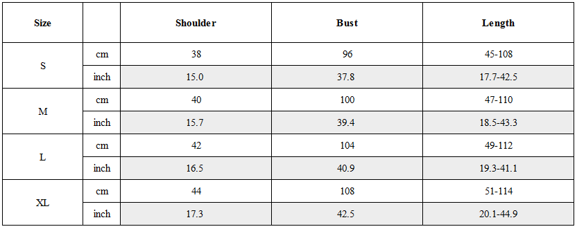 Size Guide for Wasteland Convertible Cargo Vest