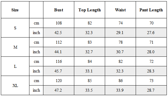 Size Guide for TW-019｜Post-Apocalyptic Wear Set Top / Bottom