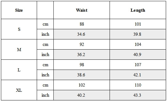 Size Guide for Water-Repellent Outdoor Techwear Pants