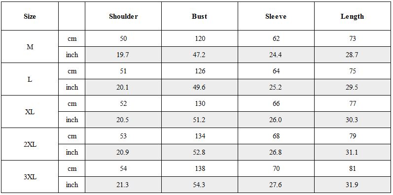 Size Guide for Modern Japanese Mock Neck Layered Long-Sleeve Tee