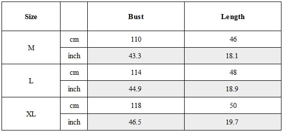 Size Guide for Water-Repellent Suspender Utility Vest