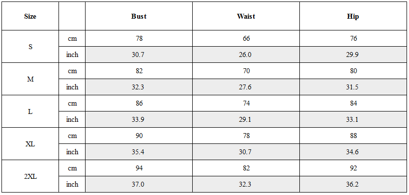Size Guide for Reflective Rave Clothing Cross Strap Shiny Swimsuit