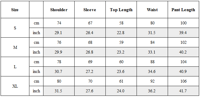 Size Guide for TW-037｜Post-Apocalyptic Wear Set Top / Bottom
