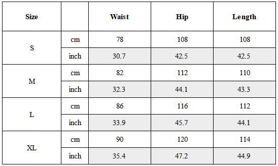 Size Guide for Ripped Curved Spliced Jeans