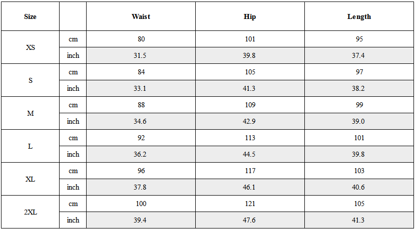 Size Guide for Cyberpunk Outfits Operative Detachable Two-Piece Pants