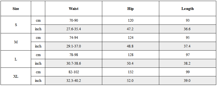 Size Guide for Double-Zip Wide-Leg Jogger Pants