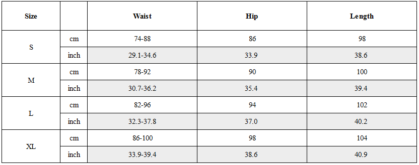 Size Guide for Wasteland Asymmetric Tech Pants