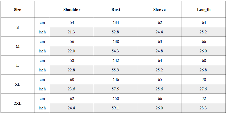 Size Guide for Crest Emblem Patch Zip-Up Hoodie
