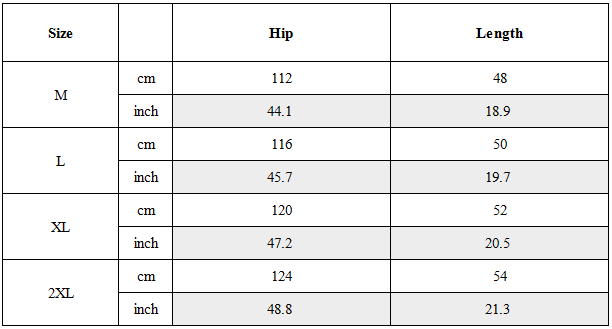 Size Guide for Color Block Techwear Multi-Pocket Cargo Shorts