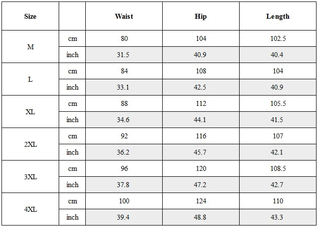 Size Guide for Quick-Dry Softshell Techwear Pants
