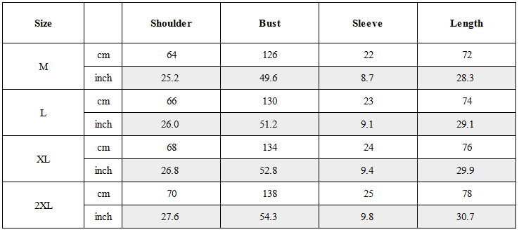 Size Guide for Functional Chain Lace-Up Techwear T-Shirt