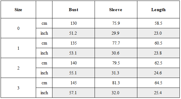 Size Guide for Wingsuit Double-Breasted Blazer Jacket