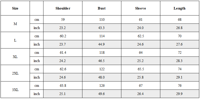 Size Guide for Techwear Fake Two-piece Tactical Sweatshirt