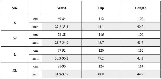 Size Guide for Molle-System Crinkled Water-Repellent Tactical Carrot Pants