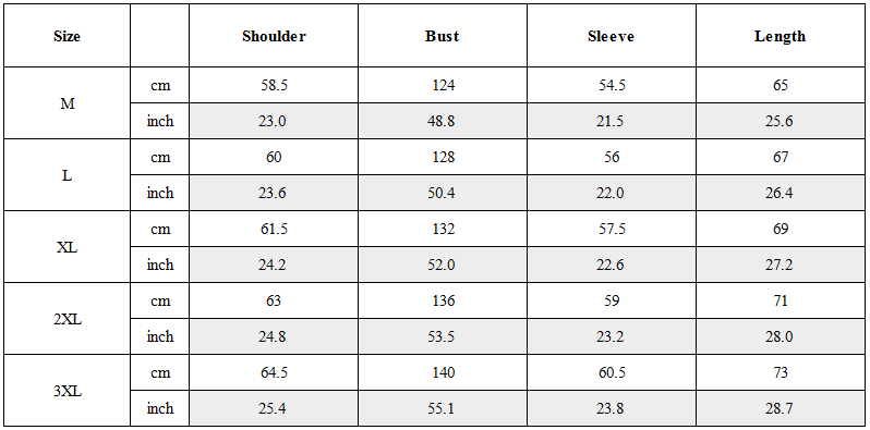 Size Guide for Functional Techwear Bomber Jacket