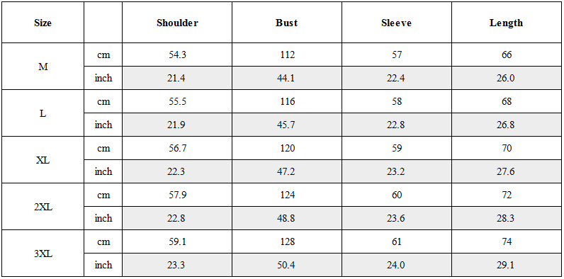 Size Guide for Functional Multi-Pockets Patchwork Hoodie