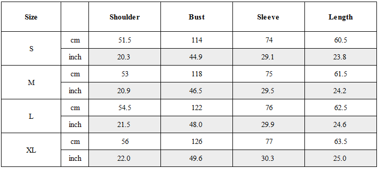 Size Guide for Cartoon Rhinestone Leopard Zip-Up Hoodie